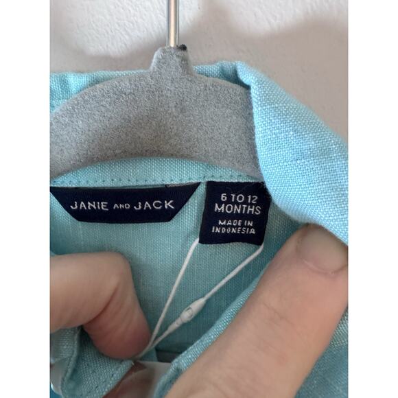 Jamie & Jack Linen Roll-Cuff Shirt Radiance Blue 6-12 Months NWT - Picture 9 of 13